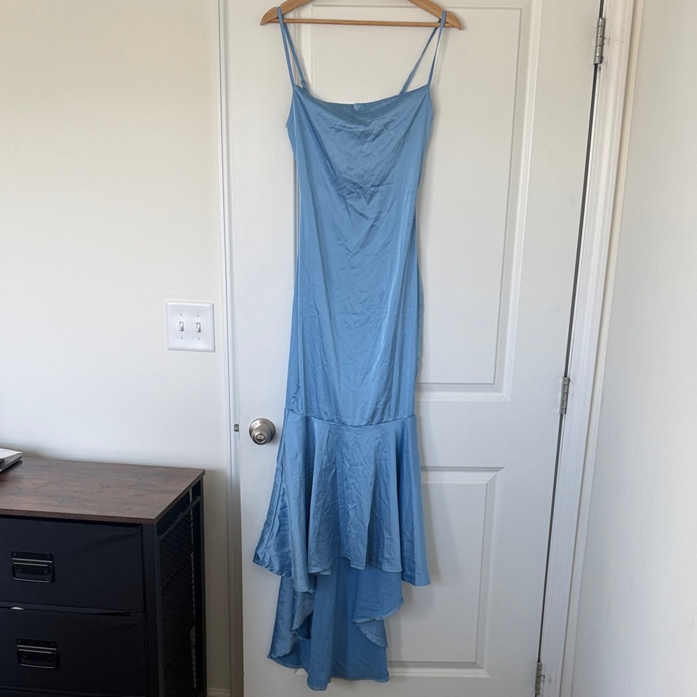 CBR Light Blue High Low Spaghetti Strap Dress